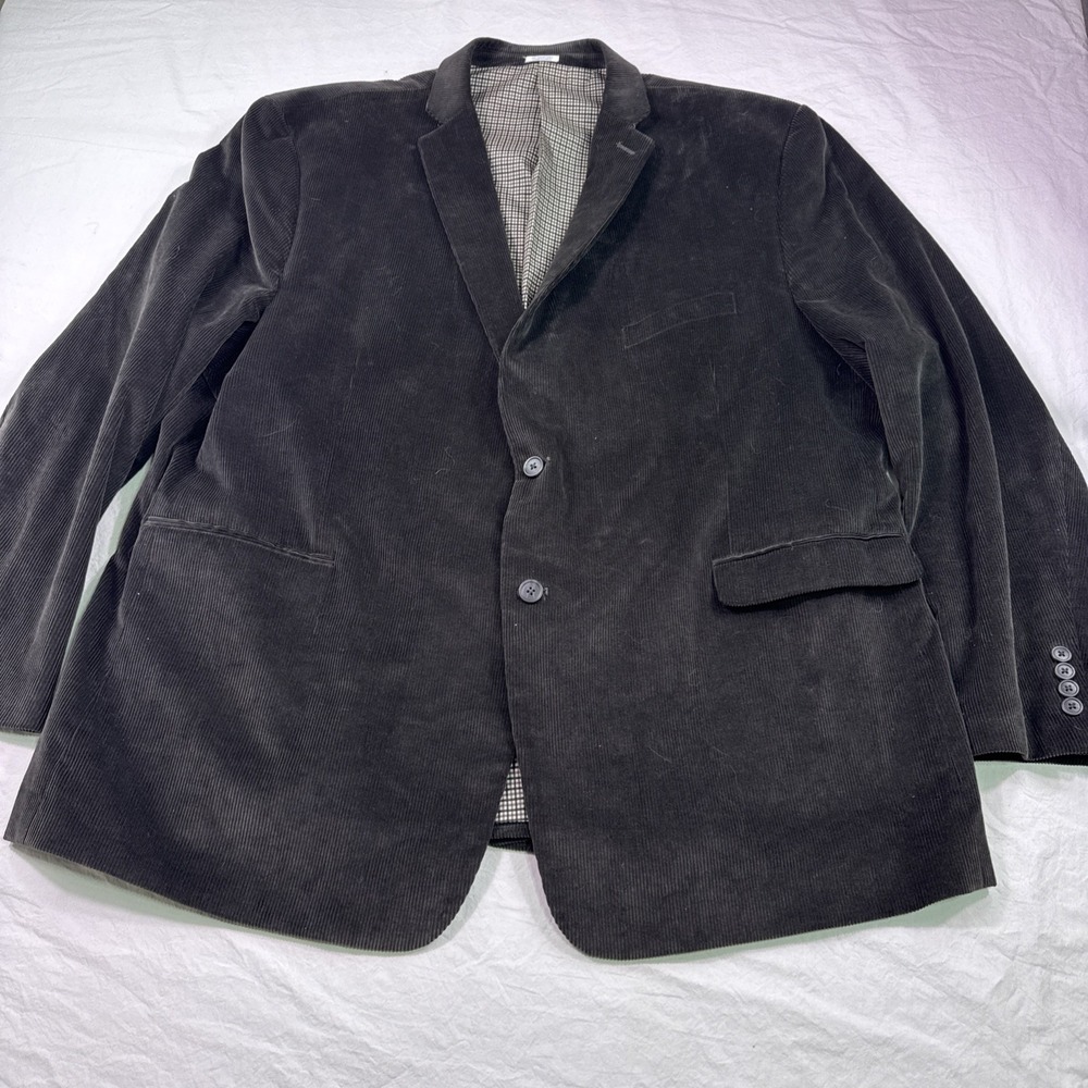 Saddlebred Sport Coat Mens 54L Dark, Gray Corduroy Cotton 2 Button Blazer Academ - Picture 2 of 10